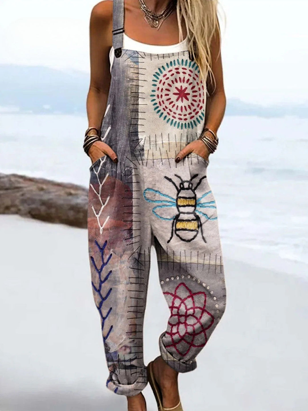 VEYLINIA | Mono Blommig Jumpsuit Vintage Axelbandslös