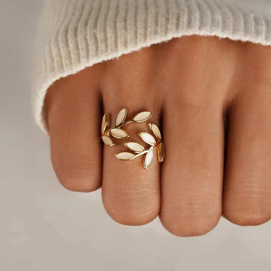 VEYLINIA | Vit Opalblad Justerbar Ring