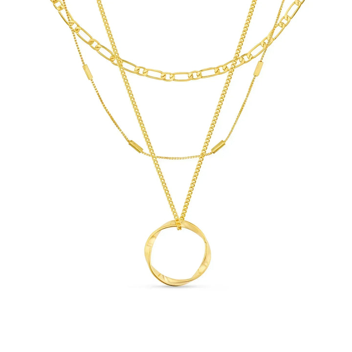 VEYLINIA | Öppen cirkel tre-radigt halsband i guld