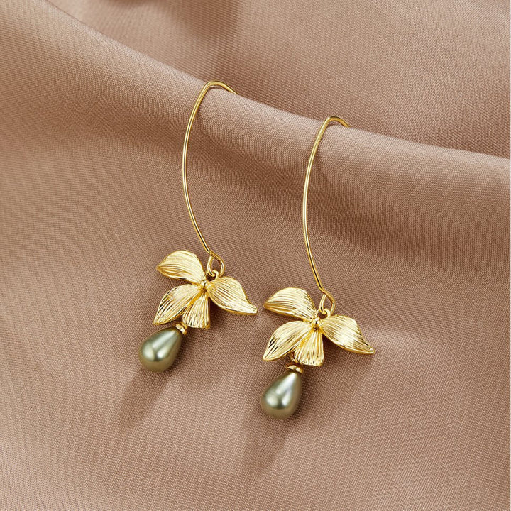 VEYLINIA | Jadepärla & Blomformade Droppörhängen