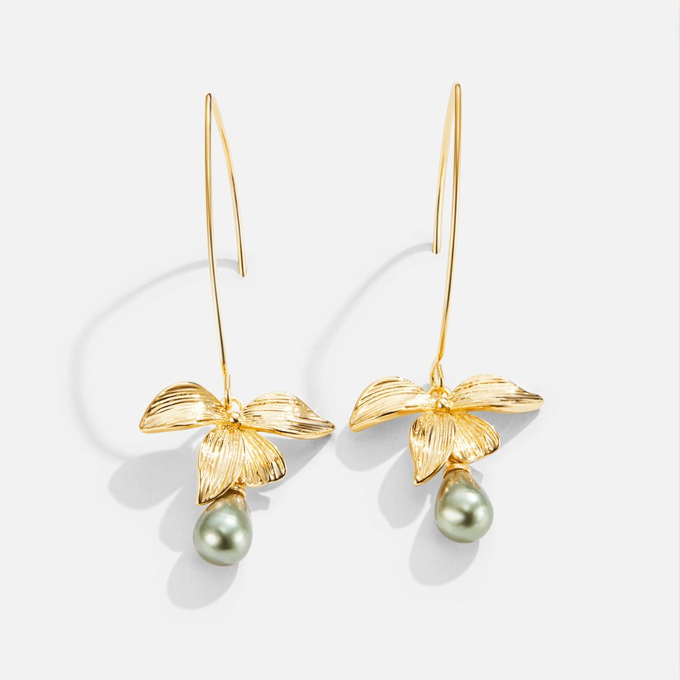 VEYLINIA | Jadepärla & Blomformade Droppörhängen